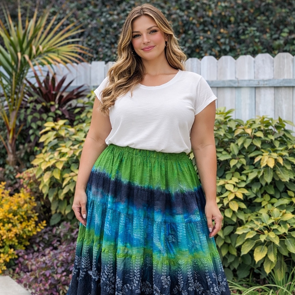 DressBarn - Tie Dye Skirt - Blue-green SZ 18-20